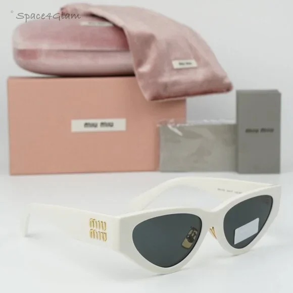 BRAND NEW Miu Miu MU03ZS 1425S0 White Dark Gray Cat Eye Women Sunglasses MU 03ZS Miu Miu | Accessories | Miu Miu Mu3zs 425s0 Brand New  main image 4